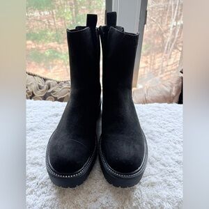 Time and Tru Black Suede Rhinestone Trim Boot